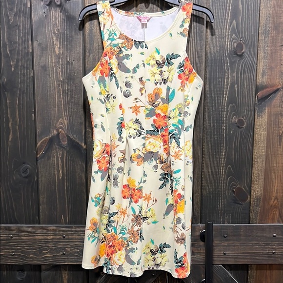 Candies Floral Mini Dress L Vintage Floral Sundress Boho Stretch Flare Y2K Chic - Picture 1 of 10